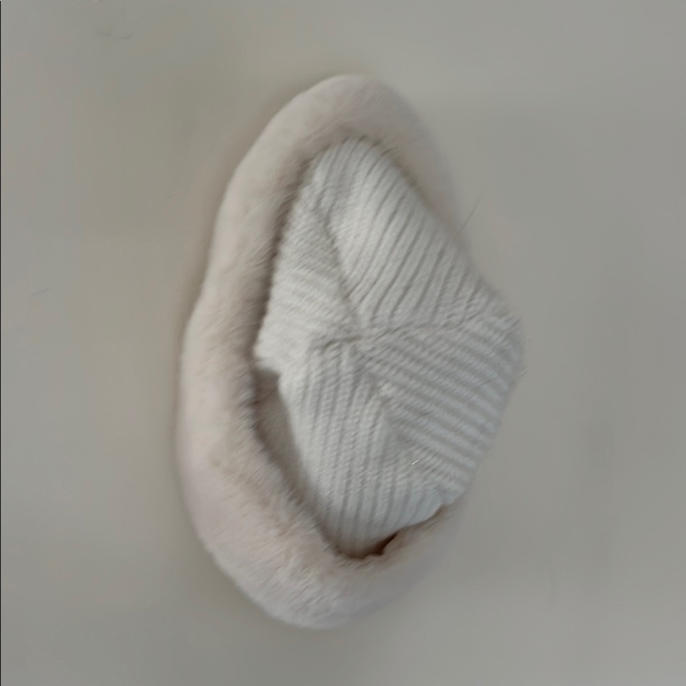 White Knit and Fur Hat